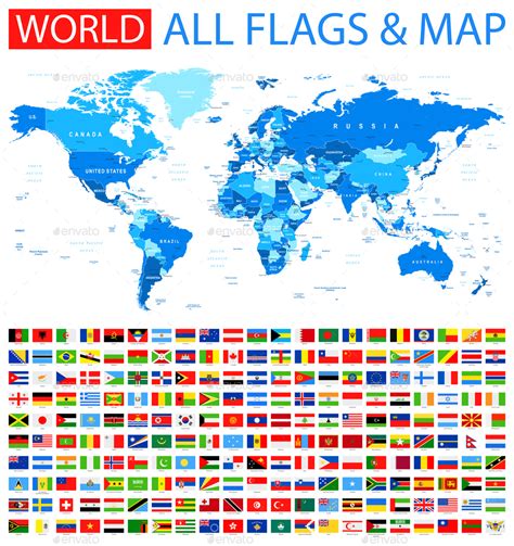 All Flags and World Map, Vectors | GraphicRiver