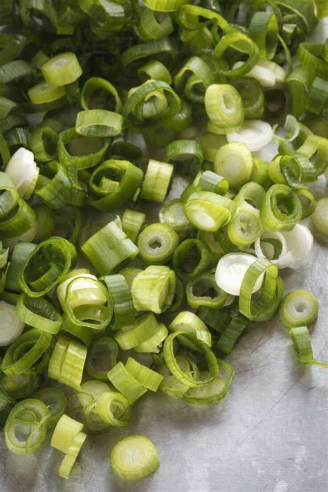 Sliced spring onions stock photo