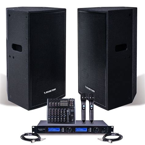 Sound Town Professional PA System with 15" Powered PA speakers, 200 ...