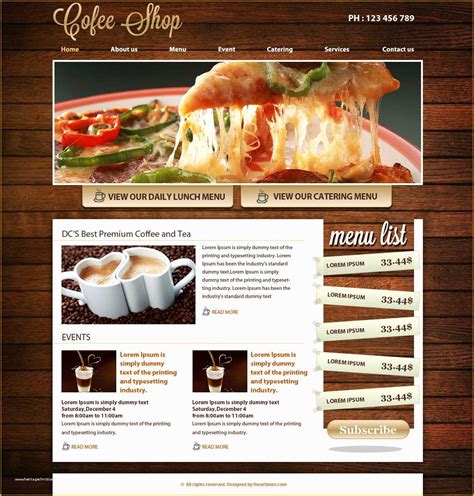 Catering Website Templates Free Of Psd Web Templates ...