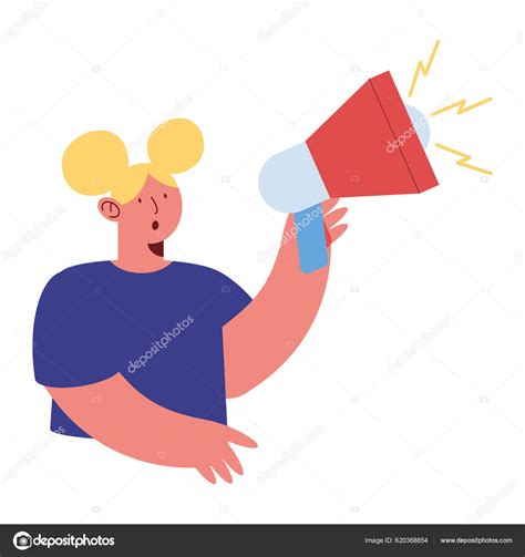 Woman Megaphone Device Character Stock Vector by ©yupiramos 620368854