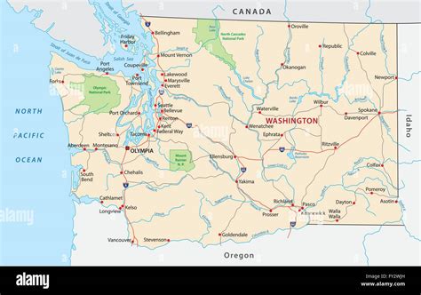 Washington State road map Stock Vector Image & Art - Alamy