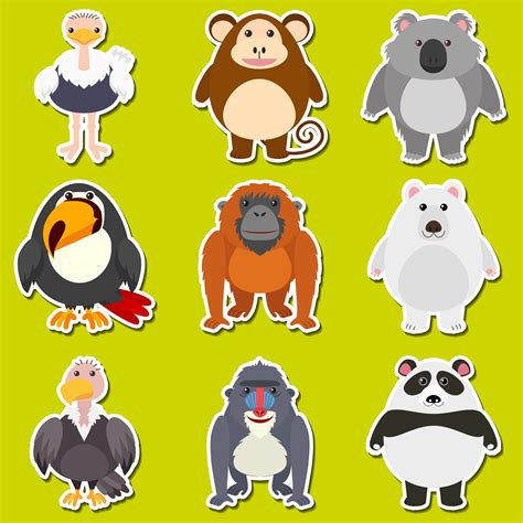 Sticker design for cute animals 294026 Vector Art at Vecteezy