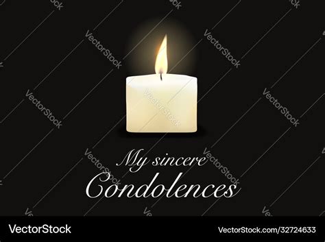 Funeral card candle condolence obituary message Vector Image