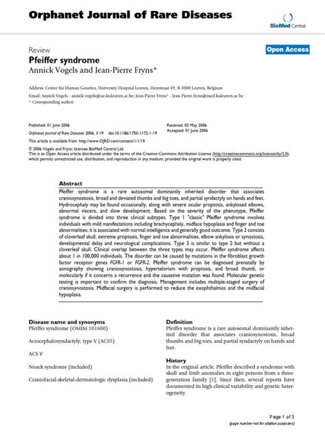 Pfeiffer Syndrome | PDF | Genetic Disorder | Genetics