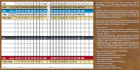 Scorecard | The Ranch Golf and Country Club