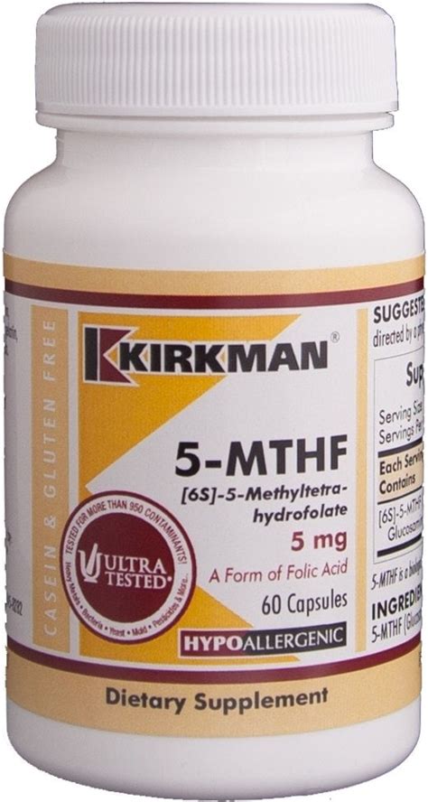 5-MTHF ([6S]-5-Methyltetrahydrofolate) 5 mg - Hypoallergenic 60 ct ...