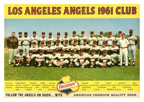 1961 Los Angeles Angels Team - From the now defunct Falstaff Beer, here’s a sweet color promo ...