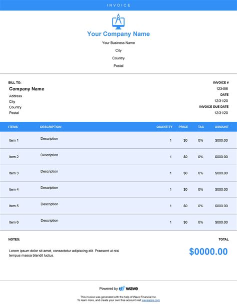 Web Design Invoice Template - Free Download