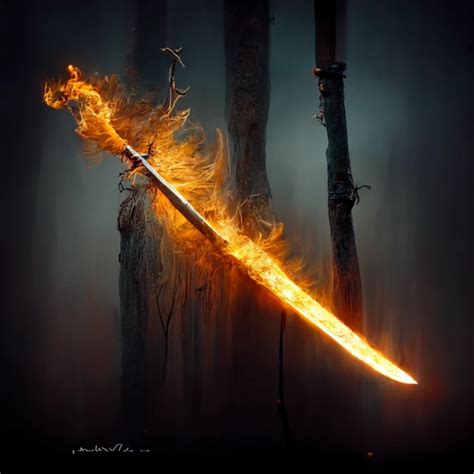 flaming sword | Midjourney