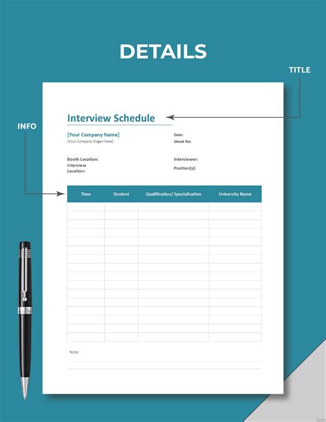 Interview Schedule Template - Download in Word, Google Docs, Excel, Google Sheets, Apple Pages ...