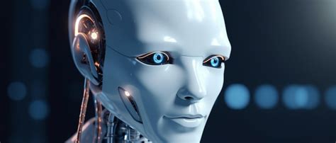 Premium AI Image | Humanoid robot face closeup futuristic modern tech ...