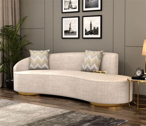 Buy Osbert 3 Seater Curved Sofa (Cotton, Jade Ivory) Online in India at ...