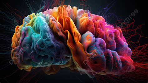 The Colourful 3d Brain Is Shown On Black Background, 3d Illustration ...