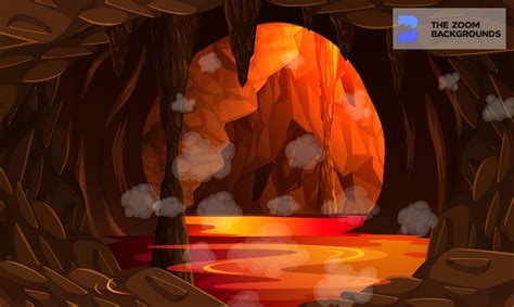 Lava Filled Cave Underground - Work in Hell Zoom Background – thezoombackgrounds.com