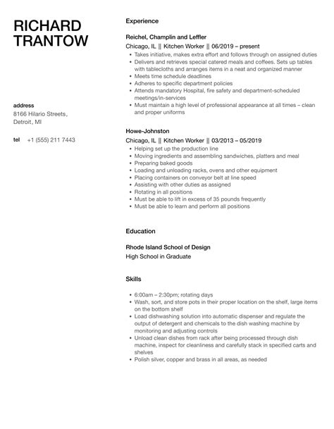 Kitchen Worker Resume Samples | Velvet Jobs