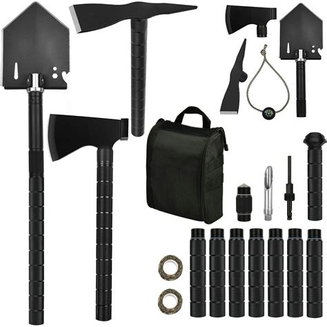 IUNIO Survival Off-Roading Tool Kit, Folding Shovel, Camping Axe ...