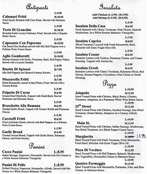 Bellissimo Ristorante Menu, Menu for Bellissimo Ristorante, The Heights ...