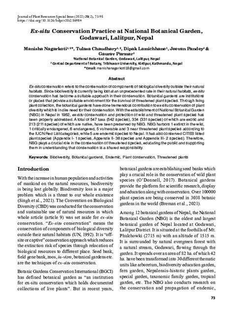 (PDF) Ex-situ Conservation Practice at National Botanical Garden ...