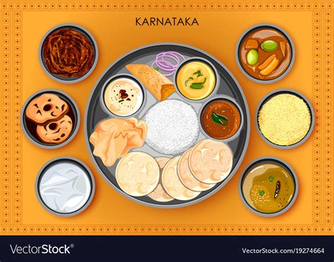 Traditional karnatakan cuisine and food meal thali