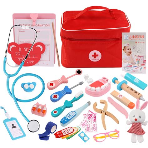 Review Kids Wooden Toys Pretend Play Doctor Set Nurse Injection Medical Kit Role Play Classic ...