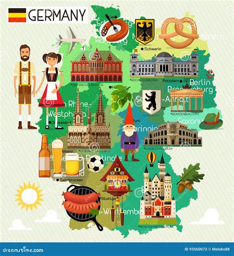 Germany Travel Map. stock vector. Illustration of german - 93560073