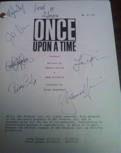 Charitybuzz: Signed Script from ABC's Once Upon a Time