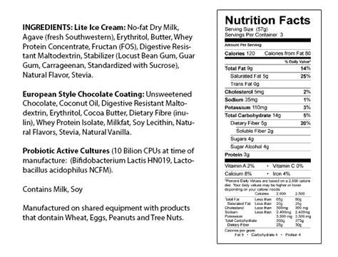 Vanilla Ice Cream Nutrition Label - Nutrition Ftempo