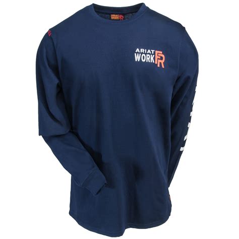 Ariat Work FR Shirts: Men's Navy 10019053 Crew Logo Long Sleeve Shirt