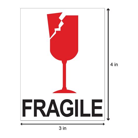 Fragile Stickers with Broken Glass (3 x 4 inch, 300 Stickers per Roll ...