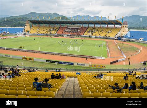 Bandung, Indonesia - October 2017: Jalak Harupat Soreang Stadium, the stadium used by the local ...