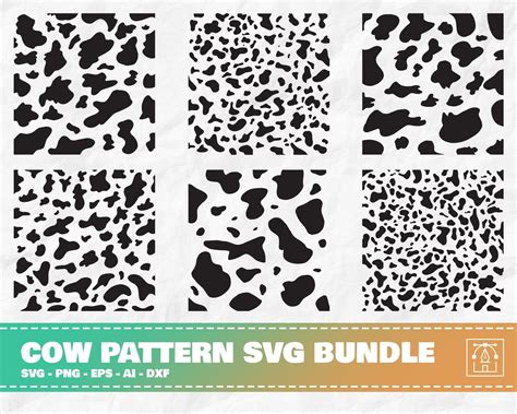 Cow Pattern SVG Bundle, Cow Pattern Clipart, Animal Pattern svg, Animal Skin Pattern, Animal ...