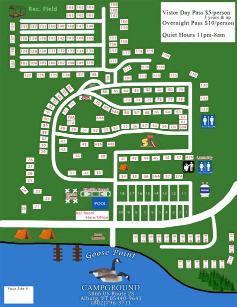 Site Map & Amenities - Goose Point Campground LLC