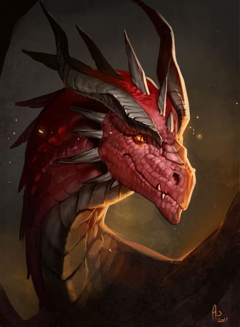 ArtStation - Red dragon portrait, Monika Andruszkiewicz | Dragon artwork fantasy, Dragon art ...