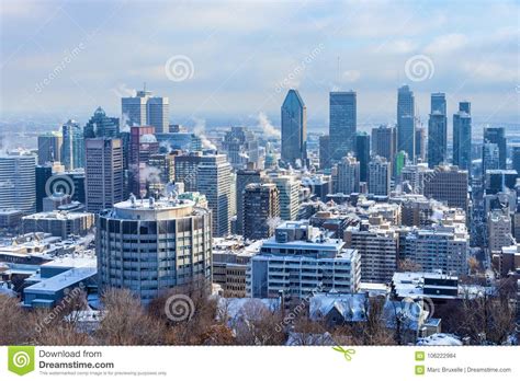 Montreal Skyline in winter editorial stock image. Image of belvedere ...