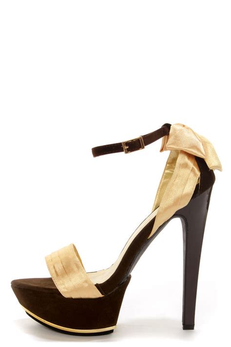 Shoe Republic LA Maker Gold Ribbon Platform Dress Sandals - $46.00 - Lulus