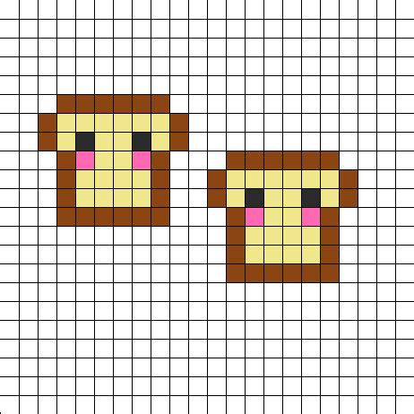 Cute Bread Twins Perler Bead Pattern | Bead Sprites | Food Fuse Bead ...