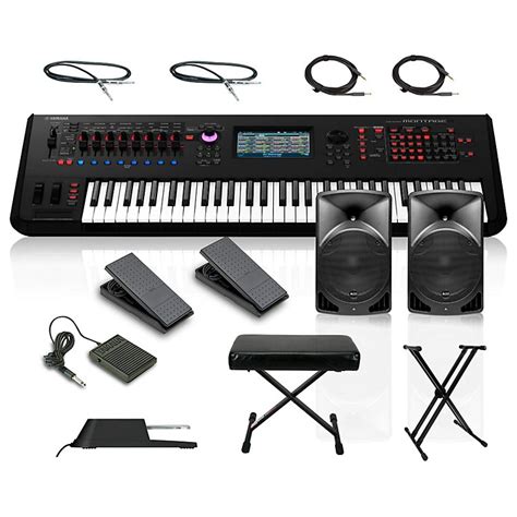 Yamaha Montage 6 61-Key Synthesizer with Powered Speakers Stand Pedals Deluxe Keyboard Bench and ...