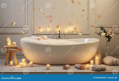 Relaxing Bubble Bath Scene with Candles and Music. AI Stock ...