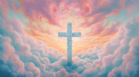 Premium AI Image | A painting of a cross in the clouds