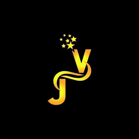 golden letter VJ logo design with multi star for your company or ...