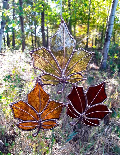 Stained Glass Fall Leaves | Etsy