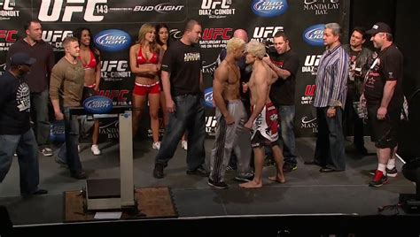 Nick Diaz vs Carlos Condit staredown pic from UFC 143 weigh-ins ...