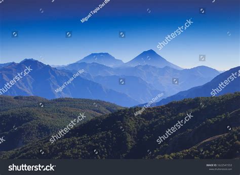 Andes Mountain Range Two Volcanoes Highlighting Stock Photo 1622541553 ...