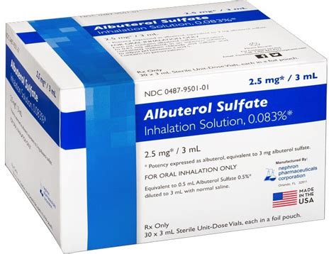 School Health Albuterol Sulfate 0.83 mg / mL Inhalation Solution, 30 x 3 mL