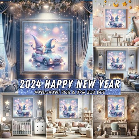 2024 New Year Gnome Celebration,wall Art & Decor,festive Digital Printables,pod,diy Crafts,happy ...