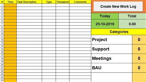 Work Log Template : Track & Schedule Daily Log, Weekly and Monthly ...