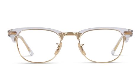 Ray-Ban 5154 Clubmaster Clear w/Gold Rectangle Designer Glasses - Price includes high quality ...