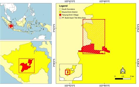 Map of study area in PT. Bukit Asam Tbk., Tanjung Enim Mine Area, South... | Download Scientific ...