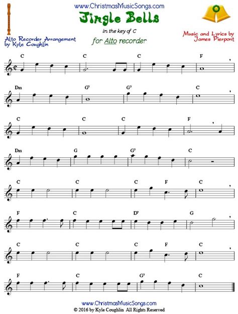 Jingle Bells for recorder - free sheet music